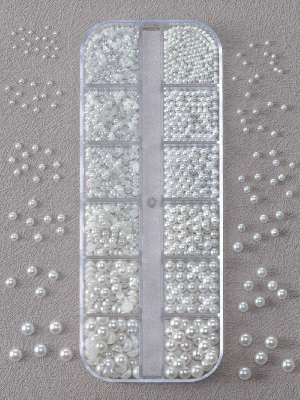 Pearl Nail Art Bead Set - White Faux Pearls